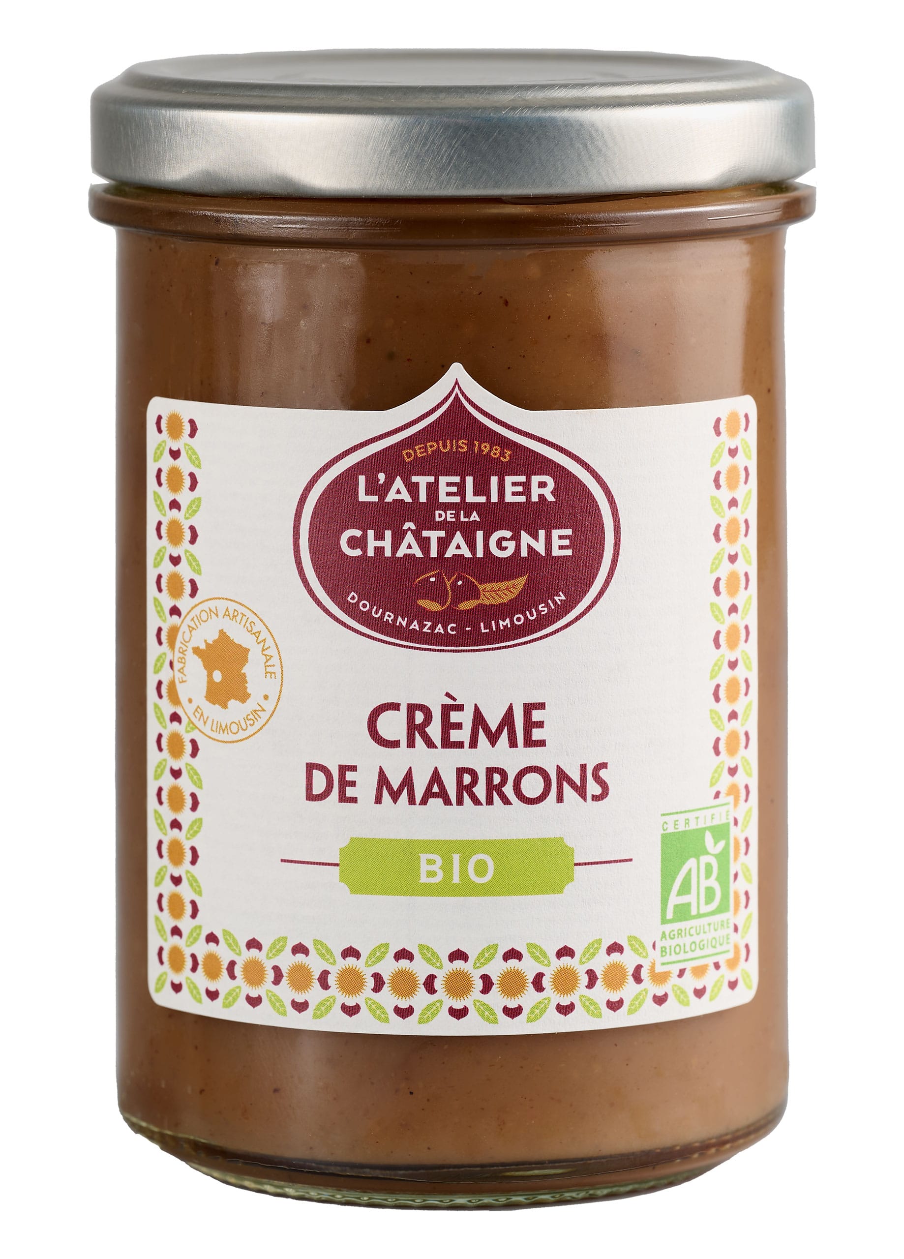 Crème de marrons BIO artisanale avec Marrons glacés 210g - Ferme