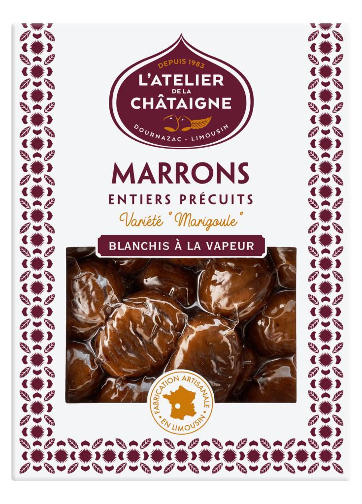 Marrons entiers précuits  Blanchis à la vapeur | L'Atelier de la châtaigne